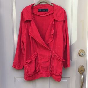 Zara Basic red linen summer jacket - Medium